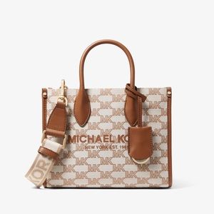 Michael Kors Small Logo Jacquard Luggage Shopper Crossbody Tote
